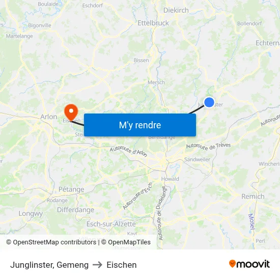 Junglinster, Gemeng to Eischen map