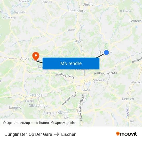 Junglinster, Op Der Gare to Eischen map