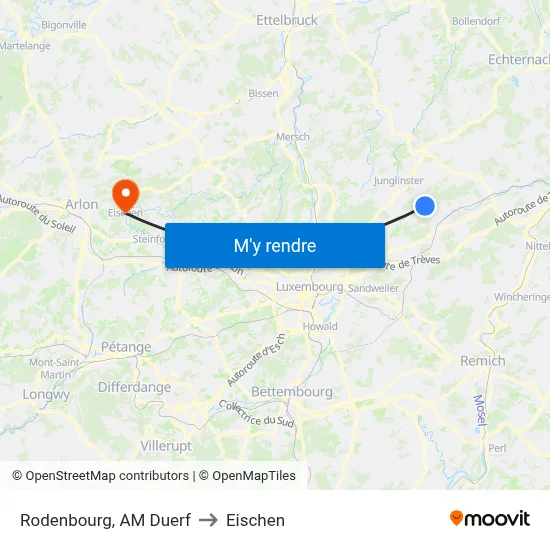 Rodenbourg, AM Duerf to Eischen map