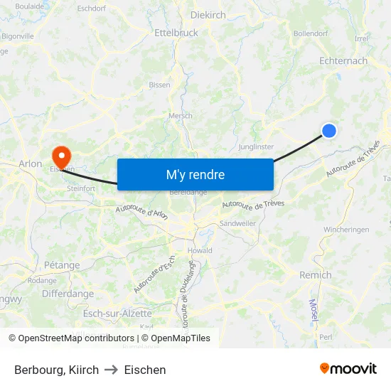 Berbourg, Kiirch to Eischen map