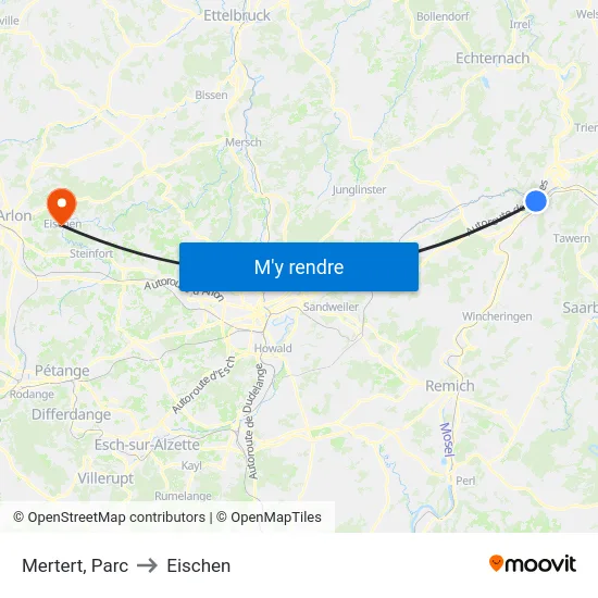 Mertert, Parc to Eischen map