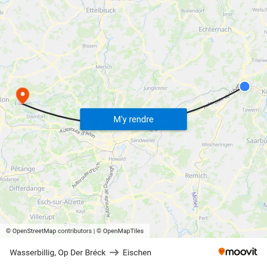 Wasserbillig, Op Der Bréck to Eischen map