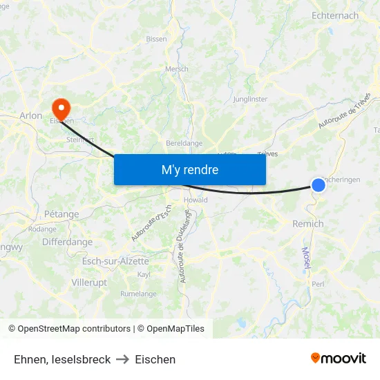 Ehnen, Ieselsbreck to Eischen map