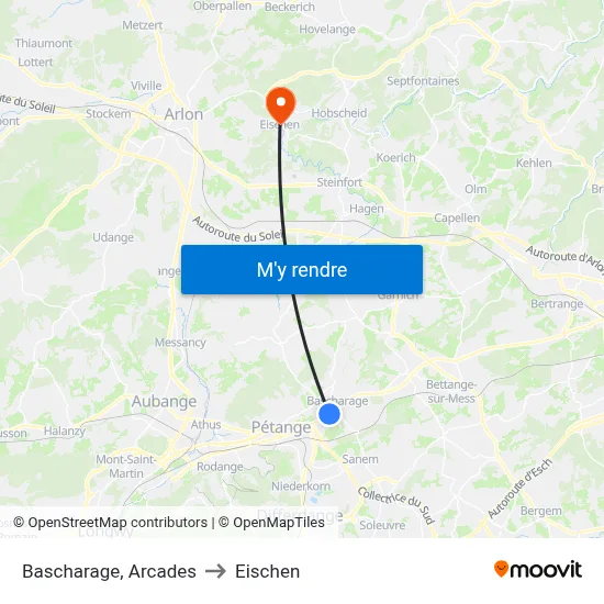 Bascharage, Arcades to Eischen map