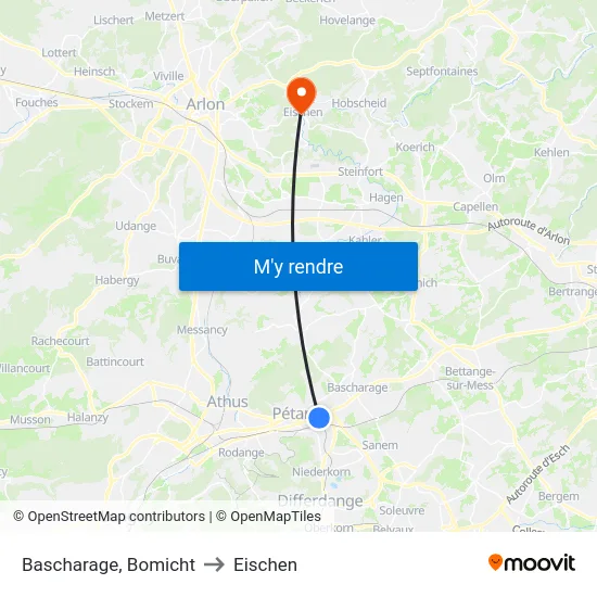 Bascharage, Bomicht to Eischen map