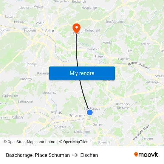 Bascharage, Place Schuman to Eischen map