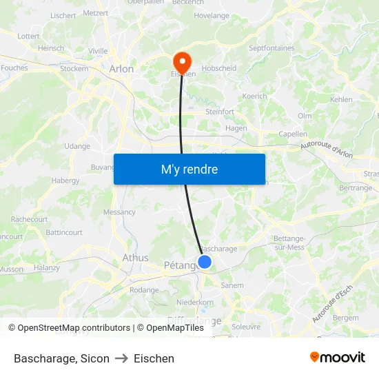 Bascharage, Sicon to Eischen map