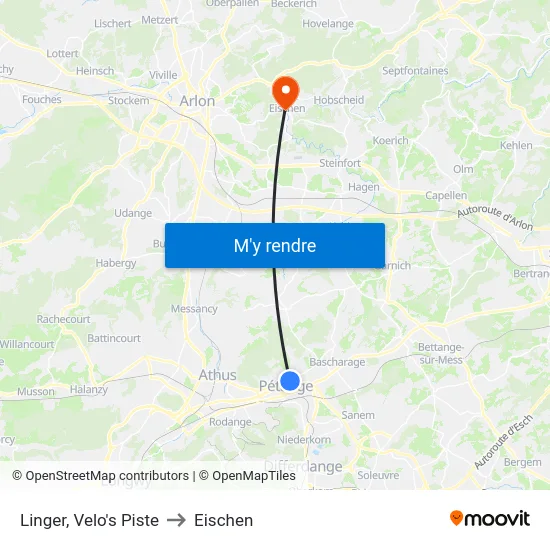 Linger, Velo's Piste to Eischen map