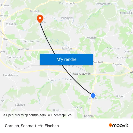 Garnich, Schmëtt to Eischen map