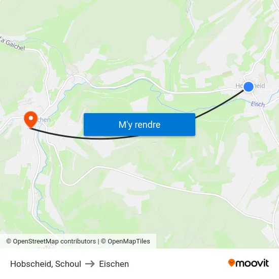 Hobscheid, Schoul to Eischen map