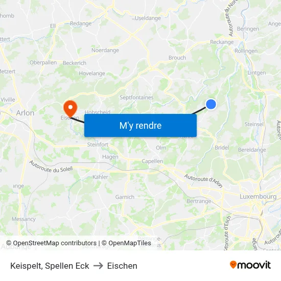 Keispelt, Spellen Eck to Eischen map