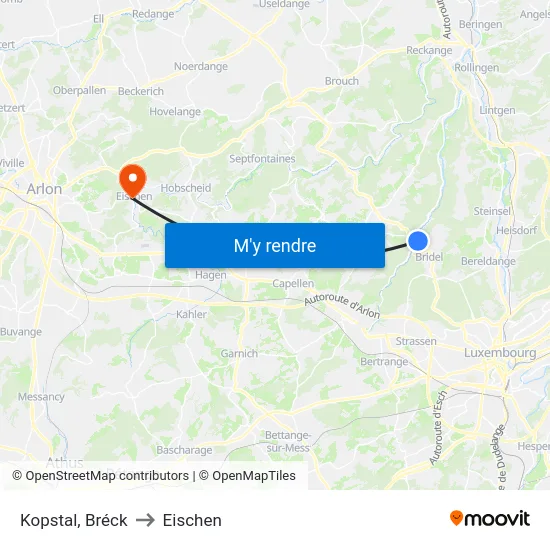 Kopstal, Bréck to Eischen map