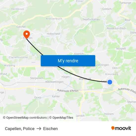 Capellen, Police to Eischen map