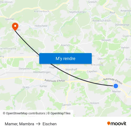 Mamer, Mambra to Eischen map