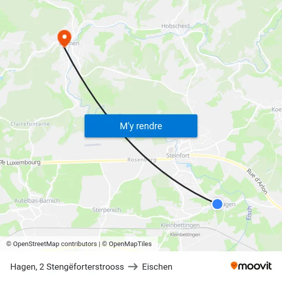 Hagen, 2 Stengëforterstrooss to Eischen map