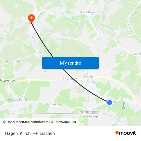 Hagen, Kiirch to Eischen map