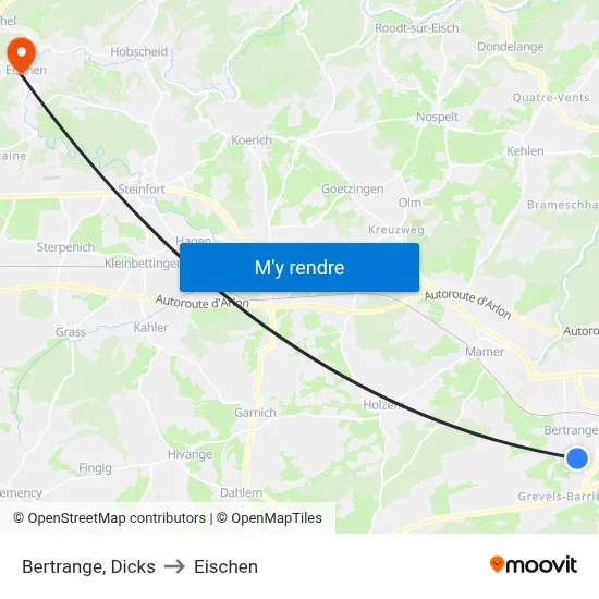 Bertrange, Dicks to Eischen map