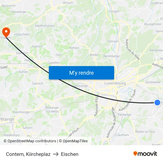 Contern, Kiircheplaz to Eischen map