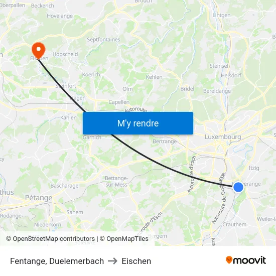 Fentange, Duelemerbach to Eischen map