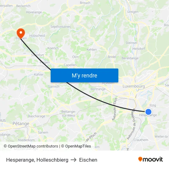Hesperange, Holleschbierg to Eischen map