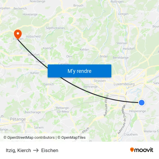 Itzig, Kierch to Eischen map