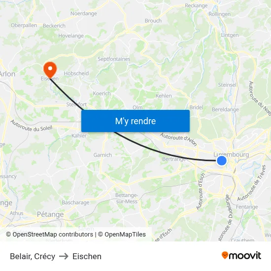 Belair, Crécy to Eischen map