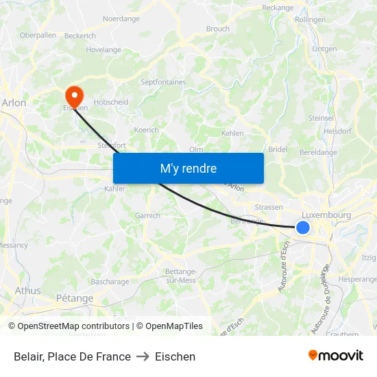 Belair, Place De France to Eischen map