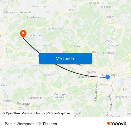 Belair, Wampach to Eischen map