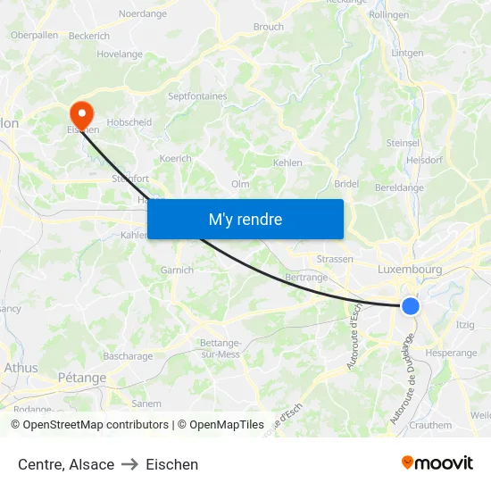 Centre, Alsace to Eischen map