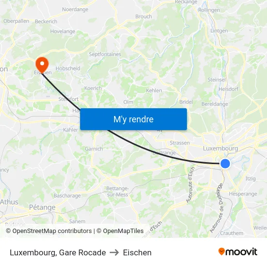 Luxembourg, Gare Rocade to Eischen map