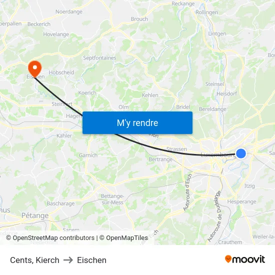 Cents, Kierch to Eischen map