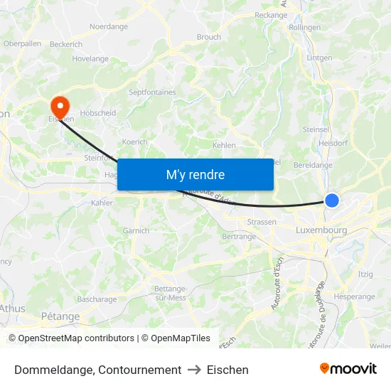 Dommeldange, Contournement to Eischen map
