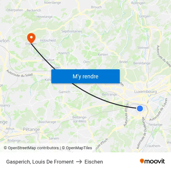 Gasperich, Louis De Froment to Eischen map
