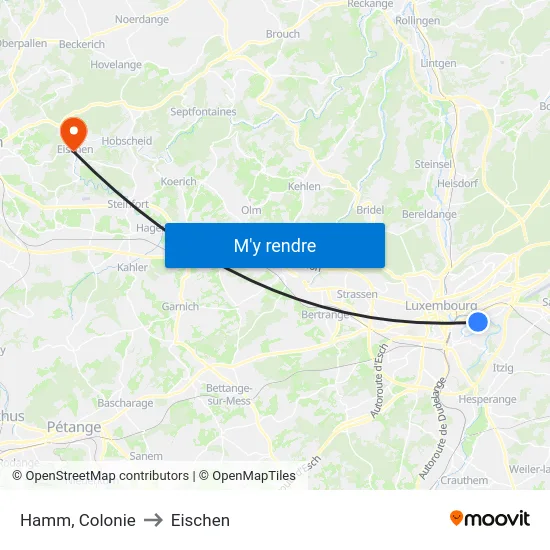 Hamm, Colonie to Eischen map