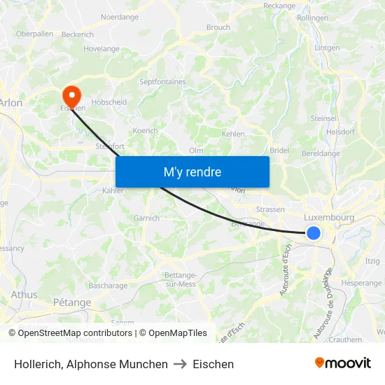 Hollerich, Alphonse Munchen to Eischen map