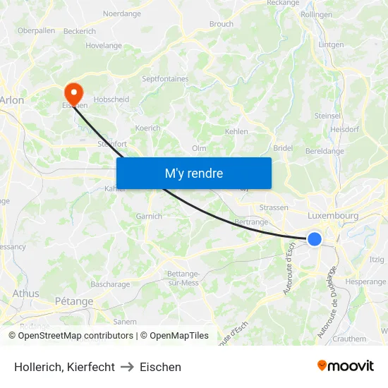 Hollerich, Kierfecht to Eischen map