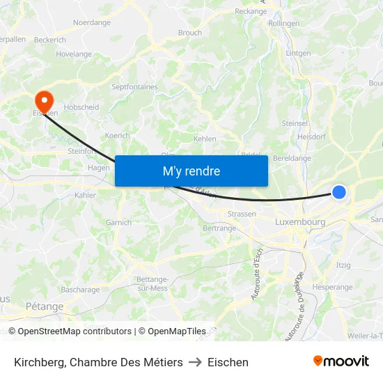 Kirchberg, Chambre Des Métiers to Eischen map