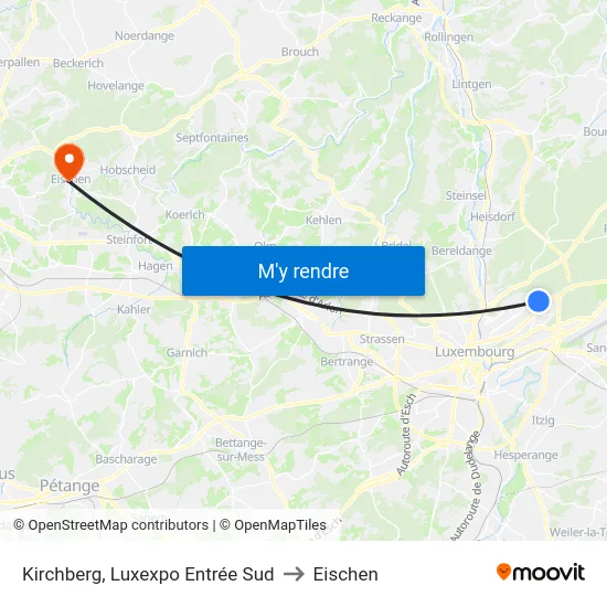 Kirchberg, Luxexpo Entrée Sud to Eischen map