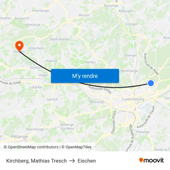 Kirchberg, Mathias Tresch to Eischen map
