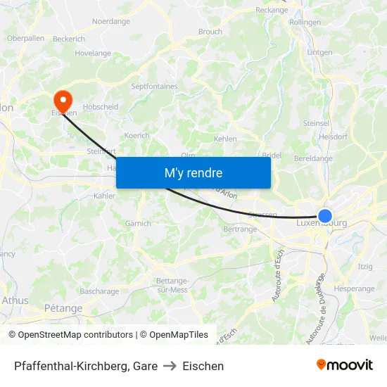 Pfaffenthal-Kirchberg, Gare to Eischen map