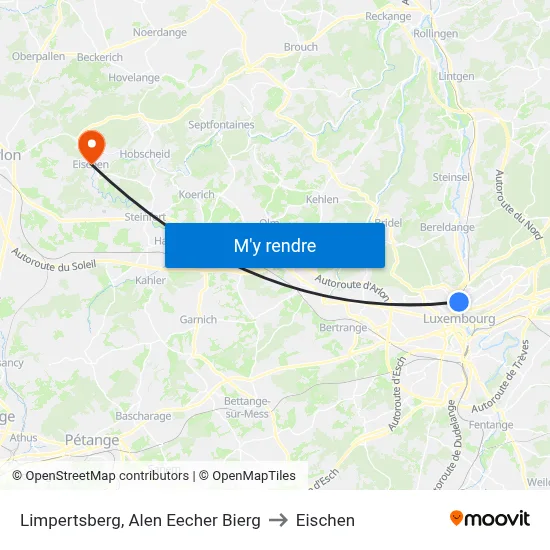 Limpertsberg, Alen Eecher Bierg to Eischen map