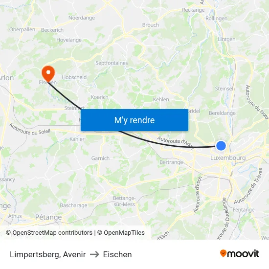 Limpertsberg, Avenir to Eischen map