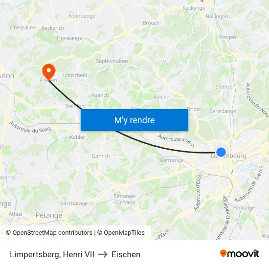 Limpertsberg, Henri VII to Eischen map