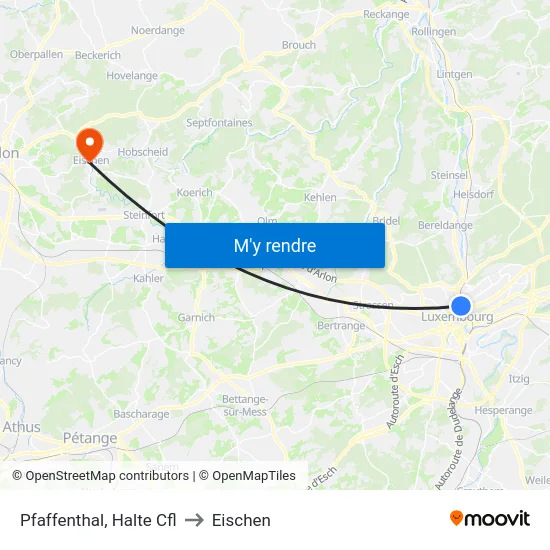 Pfaffenthal, Halte Cfl to Eischen map