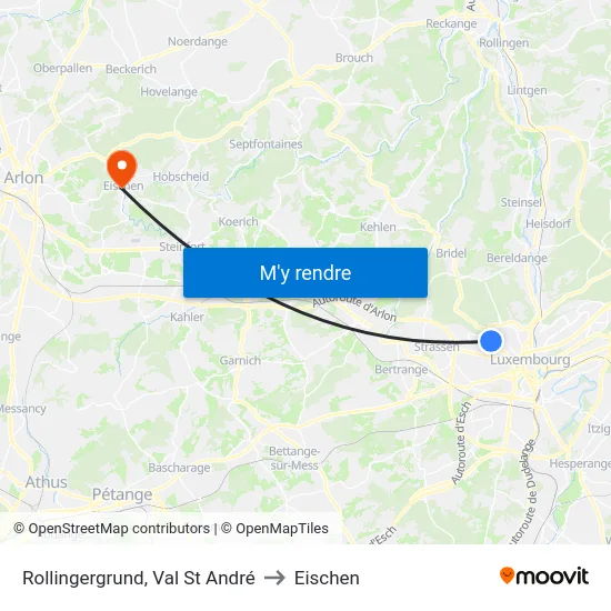Rollingergrund, Val St André to Eischen map