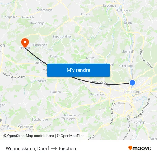 Weimerskirch, Duerf to Eischen map