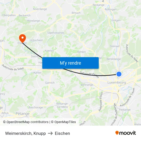 Weimerskirch, Knupp to Eischen map