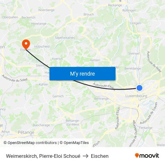 Weimerskirch, Pierre-Eloi Schoué to Eischen map