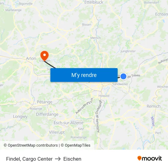 Findel, Cargo Center to Eischen map