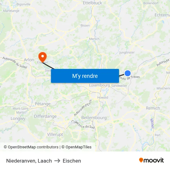 Niederanven, Laach to Eischen map